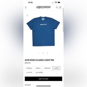 Round Two acid wash classic logo tee